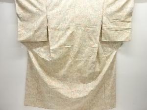 竹縞に松菊模様織出し手織り紬着物